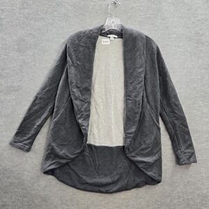 James Perse Women Sweater 2‎ Gray Cardigan Open Front French Terry Draped Cotton